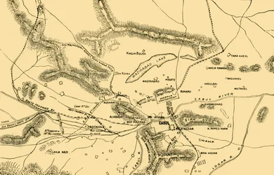 Karte der Kämpfe im Chardeh-Tal, 1901