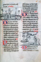 Messe für die Begrabenen auf einem Friedhof und Jahresmesse für die Seelen der Toten, 14. Jahrhundert