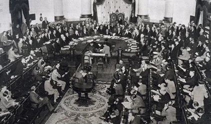 Treffen des Völkerbundes am 10.06.1929 im Senatspalast in Madrid, Spanien