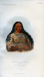 Mi-neek-ee-sank-te-ka, Das Wiesel, ein Mandan-Mädchen, 1848