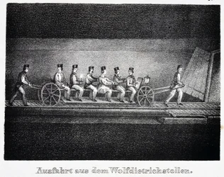 Salzmine: Transport im Wolfdietrich-Tunnel, Durrnberg, Österreich