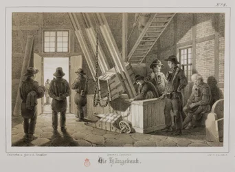 Bergbau, Metallerz Grubenkopf einer Mine, Deutschland, ca. 1851
