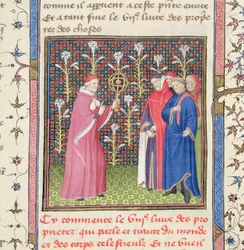 Ms 251 f.135r Fünf Männer, einer hält eine Armillarsphäre, aus 