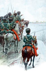 Napoleons Grande Armee erblickt Moskau, 1812, spätes 19. Jahrhundert