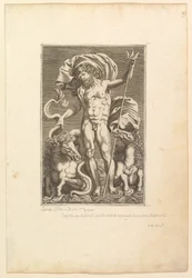 Neptun zwischen zwei Seepferdchen, ca. 1560-80