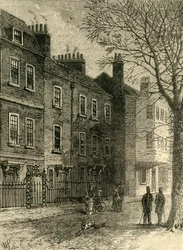 Alte Häuser in Church Row, ca. 1876