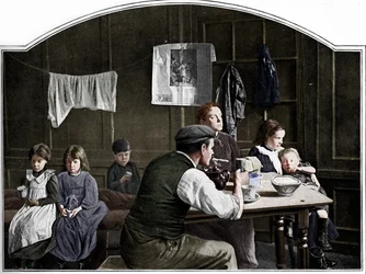 Altes Zimmer in Slumland, London, um 1900-1901