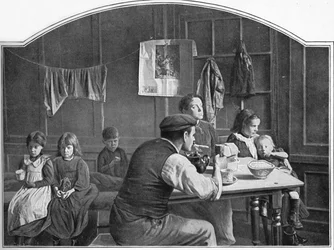 Altes Zimmer in Slumland, London, ca. 1900-1901