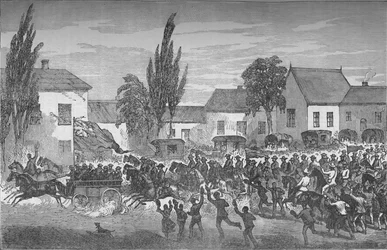 Oudtshoorn Mounted Volunteers auf dem Weg zur östlichen Grenze, um 1880