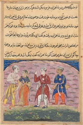 Seite aus Geschichten eines Papageis Tuti-nama: Achtzehnte Nacht: Der Prinz..., ca. 1560