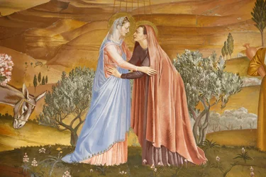 Gemälde in der Visitationkirche in Ein Kerem: die Heimsuchung, Ein Kerem, Israel