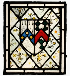 Tafel mit Wappenschild von Johnson, britisch, ca. 1500
