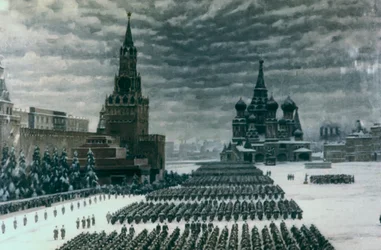 Parade auf dem Roten Platz, Dezember 1947, Moskau, Russland
