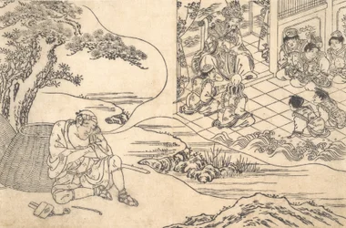 Parodie der Geschichte des jungen Mannes Lu: Ein Fischer träumt, ca. 1700