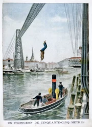 Person stürzt 55 Meter von Portside, Rouen, 1901