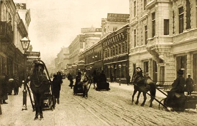 Petrovka-Straße im Winter, Moskau, Russland, 1912