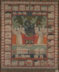 Pichvai-Wandbehang mit der Verehrung von Shri Nathaji, 1825-1850