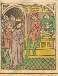 Pilatus wäscht seine Hände [recto], ca. 1440-1450