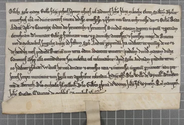 Pittance-Schrift: Urkunde zur Gewährung von Almosen an die Kirche des Heiligen Andreas des Apostels