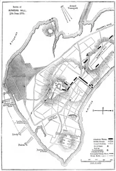 Plan der Schlacht von Bunker Hill, Boston, Massachusetts, 1775 ca. 1880
