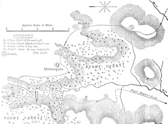 Plan des Geländes, auf dem Cetewayo gefangen genommen wurde, um 1880