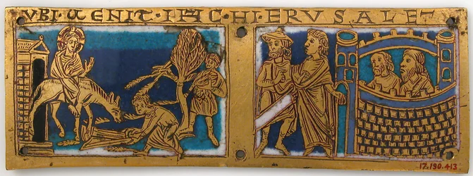 Plakette von einem tragbaren Altar mit Szenen aus dem Leben Jesu