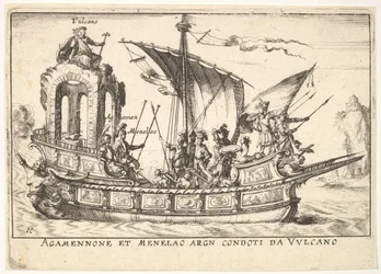 Tafel 10: Agamemnon und Menelaos in einem Boot, begleitet von anderen Figuren, 1664