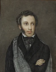 Porträt des Dichters Alexander Sergejewitsch Puschkin 1799-1837, erstes Viertel des 19. Jahrhunderts