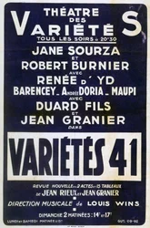 Plakat für die Werbung für Variétés 41 Varieté-Show, Frankreich, 1941
