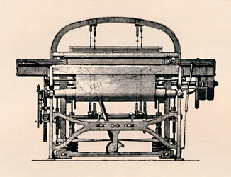 Kraftwebstuhl Vorderansicht, 1836, 1904