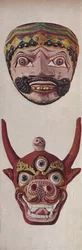 Primitive Kulturen in Ritual- und Festmasken - Festmaske und Kuhgesichtsmaske, um 1935