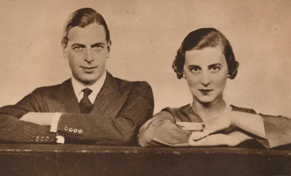 Prinz George und Prinzessin Marina, die sich am 28. August 1934 verlobten, 1935