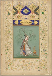 Prinzessin raucht eine Wasserpfeife als Salabhanjika, 1700er
