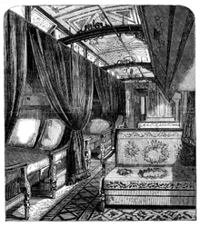 Schlafwagen der Pullman Company auf der Union Pacific Railroad, um 1869
