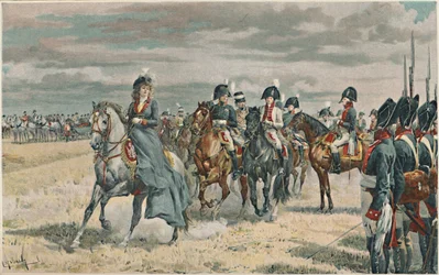 Königin Luise inspiziert die preußische Armee