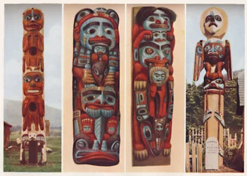 Indianersagas in geschnitztem und bemaltem Holz erzählt, ca. 1935