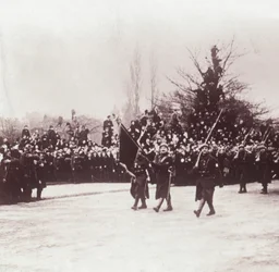 Rückkehr der Belgier nach Lüttich, Belgien, ca. 1914-1918