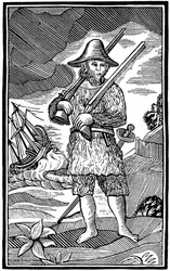 Robinson Crusoe, Chapbook-Schnitt, 18. Jahrhundert 1964