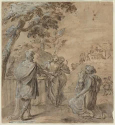 Ruth und Boas recto Der Sturz des Simon Magus verso, 1600er Jahre