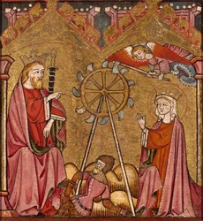 Die heilige Katharina wird vom Rad befreit, 1375-1400