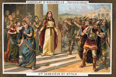 Heilige Genoveva und Attila, ca. 451 n. Chr., 19. Jahrhundert