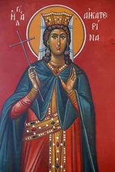 Heilige Katharina Fresko in der Heilig-Kreuz-Kirche, Pedoulas, 20150510, Pedoulas, Zypern