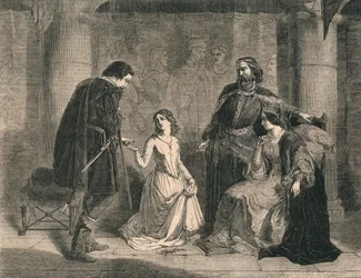 Szene aus Hamlet - König, Ophelia und Laertes, 1852