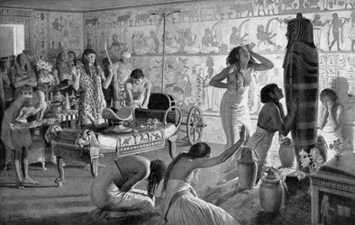Trauerszene im Totentempel von Tutanchamun, Ägypten