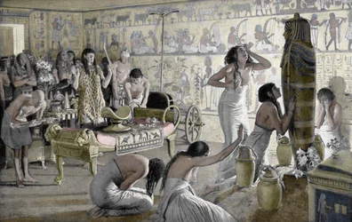 Trauerszene im Totentempel von Tutanchamun, Ägypten, 1325 v. Chr., 1933-1934