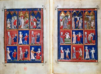 Szenen aus dem Leben Christi und Ärzte mit Patienten