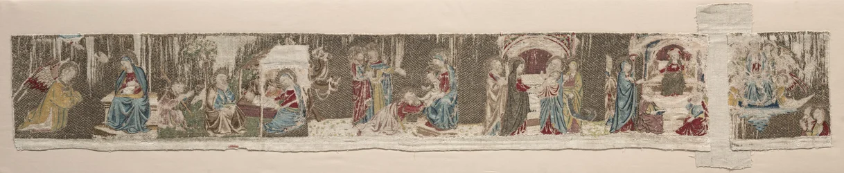 Szenen aus dem Leben der Jungfrau, von einem bestickten Altarfrontal, 1330er oder 1340er Jahre
