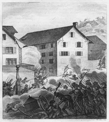 Zweite Schlacht von Zürich, Kampfszene am Zentralen, 1799