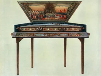 Dulcimer aus dem 17. Jahrhundert aus der Sammlung von H. Boddington, 1948