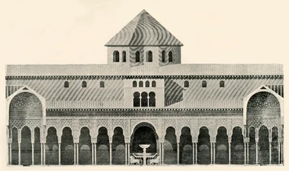 Seitenansicht des Löwenhofs und Brunnens, 19. Jahrhundert, 1907